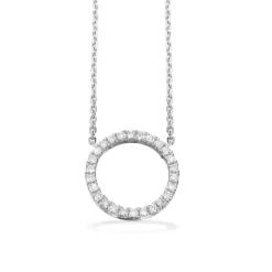 SCROUPLES HALSKÆDE 14 KARAT HVIDGULD CIRKEL MED BRILLANTER 0,09 CARAT - 33516,45