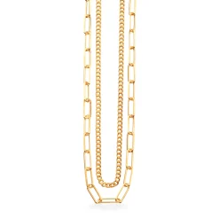 SCROUPLES HALSKÆDE DOBBELT RÆKKET PANZER OG LONG LED SØLV FORGYLDT - 38142,42