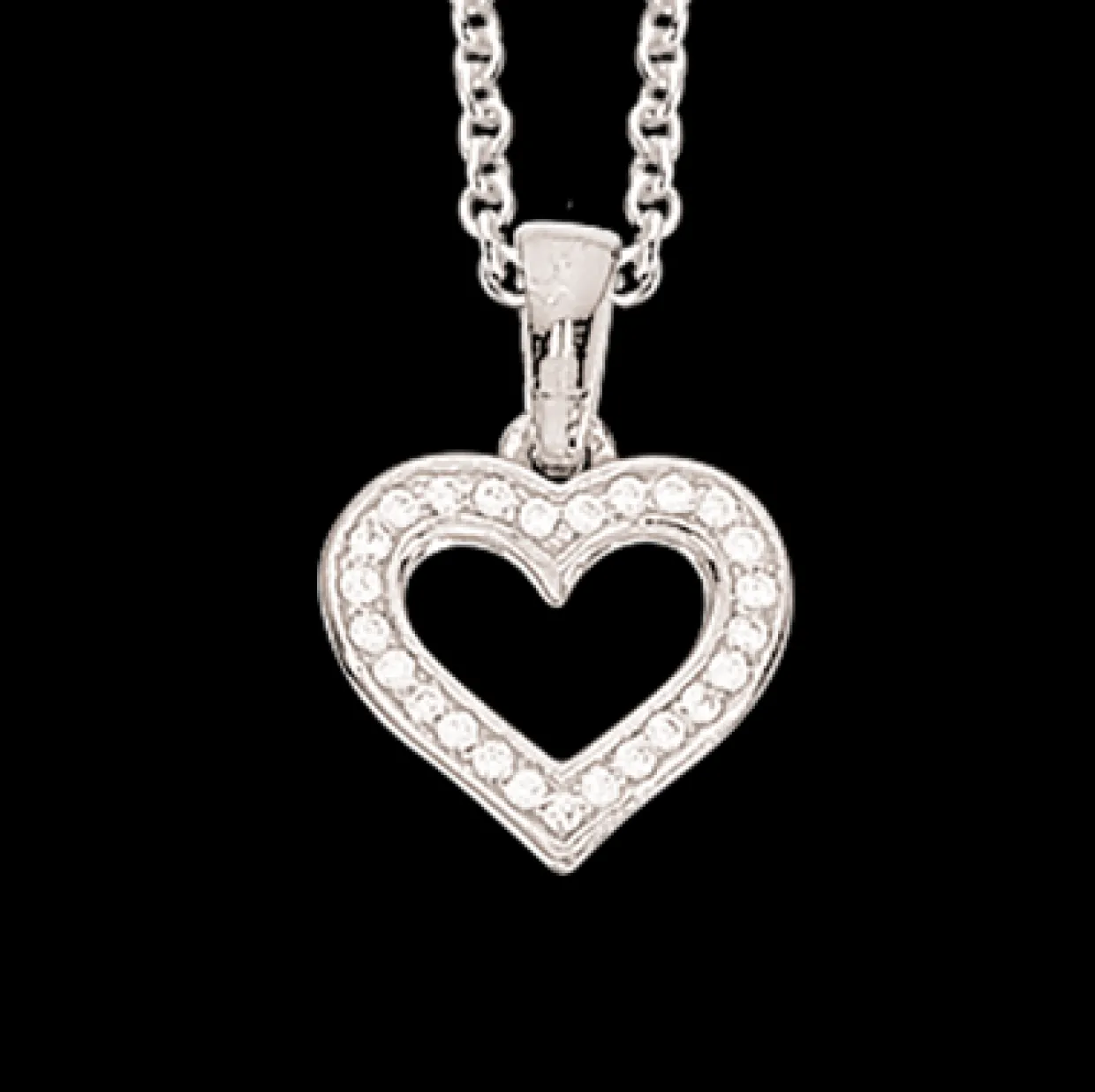 SCROUPLES HALSKÆDE SØLV HJERTE MED STEN - 223822