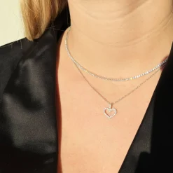 SCROUPLES HALSKÆDE SØLV HJERTE MED ZIRKONER - 237962