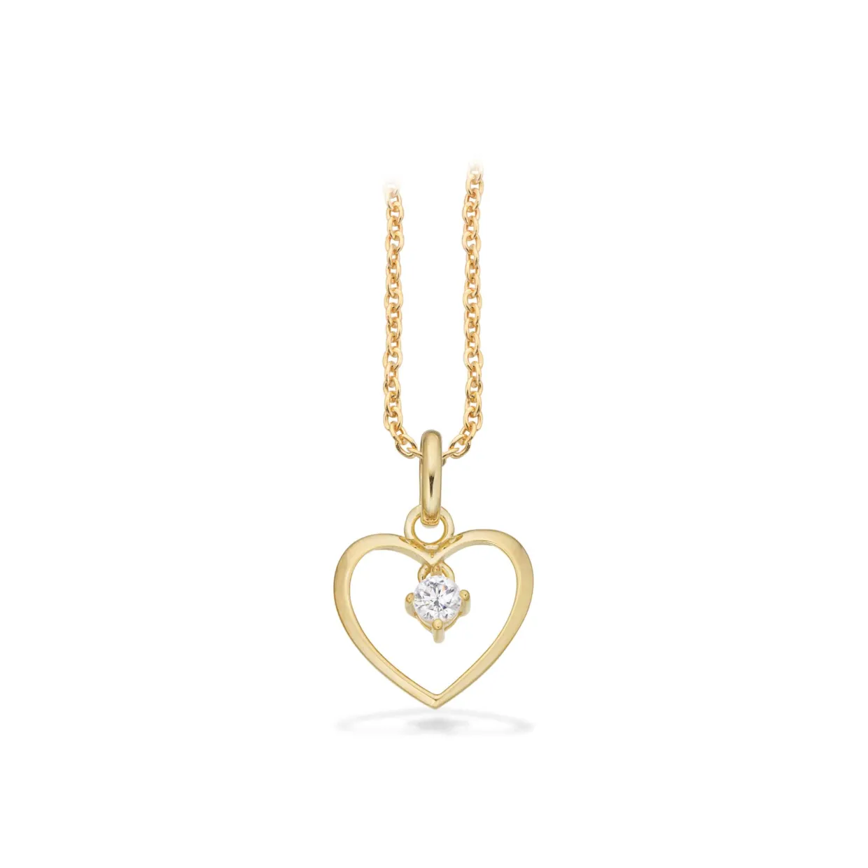 SCROUPLES HJERTE VEDHÆNG I 8 KARAT GULD MED ZIRKONIA - 214933