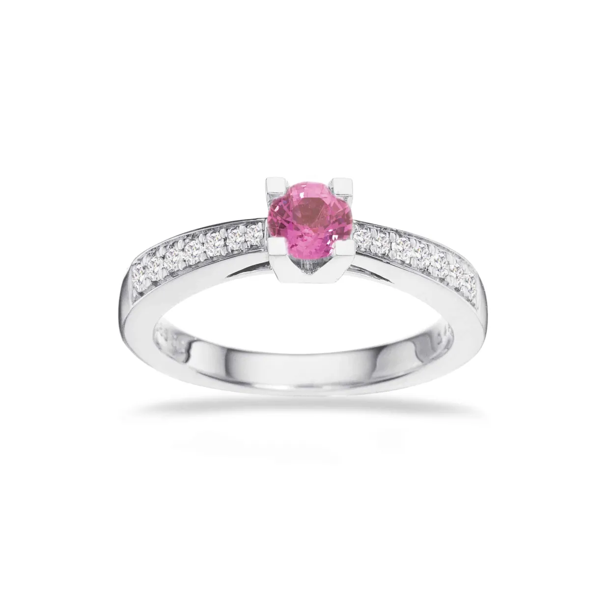 SCROUPLES JUBILÆUMSRING RING 14 KARAT HVIDGULD MED PINK SAFIR - 7536,40P