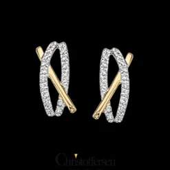 SCROUPLES ØRERINGE 14 KARAT GULD OG HVIDGULD MED DIAMANTER 0,13 CARAT - 120476