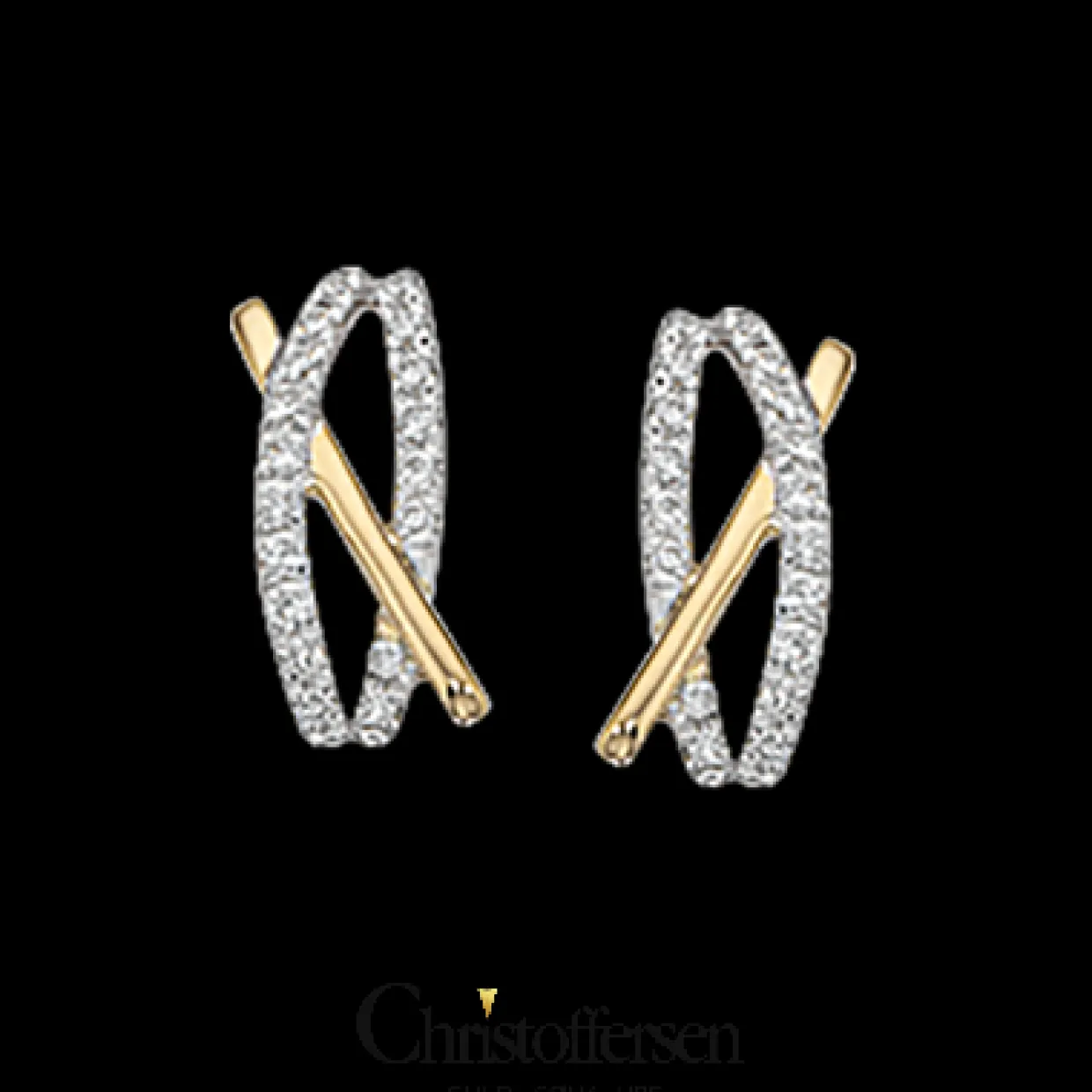 SCROUPLES ØRERINGE 14 KARAT GULD OG HVIDGULD MED DIAMANTER 0,13 CARAT - 120476