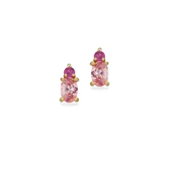 SCROUPLES ØRERINGE I 8 KARAT MED ROSA OG PINK ZIRKONIA - 122983