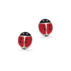 SCROUPLES ØRERINGE MARIEHØNE SØLV MED FARVE - 11252