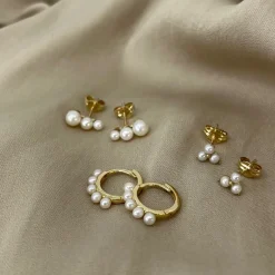 SCROUPLES ØRERINGE MED PERLER I 8 KARAT GULD - 121553