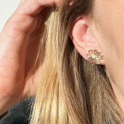 SCROUPLES ØRERINGE SØLV FORGYLDT BLOMST - 161352