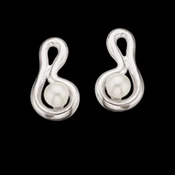 SCROUPLES ØRERINGE SØLV MED FVK PERLE - 155682