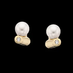 SCROUPLES ØRERINGE STIK 14 KARAT MED PERLE - 119745