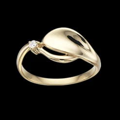 SCROUPLES RING 14 KARAT GULD BLAD MED BRILLANT 0,03 CARAT - 712445