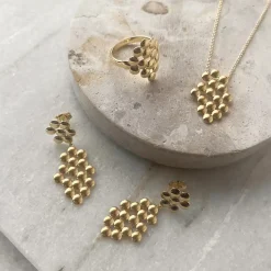 SCROUPLES RING SØLV FORGYLDT MED BOBLER - 729622