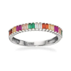 SCROUPLES RING SØLV MED REGNBUEFARVEDE BAGUETTESTEN - 727712