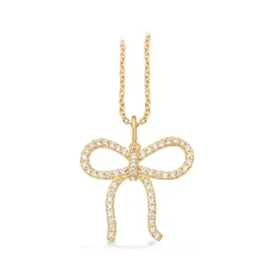 SCROUPLES SLØJFE HALSKÆDE FORGYLDT SØLV MED ZIRKONIA STEN - 240442