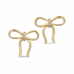 SCROUPLES SLØJFE ØRERINGE I FORGYLDT SØLV MED ZIRKONIA - 166122