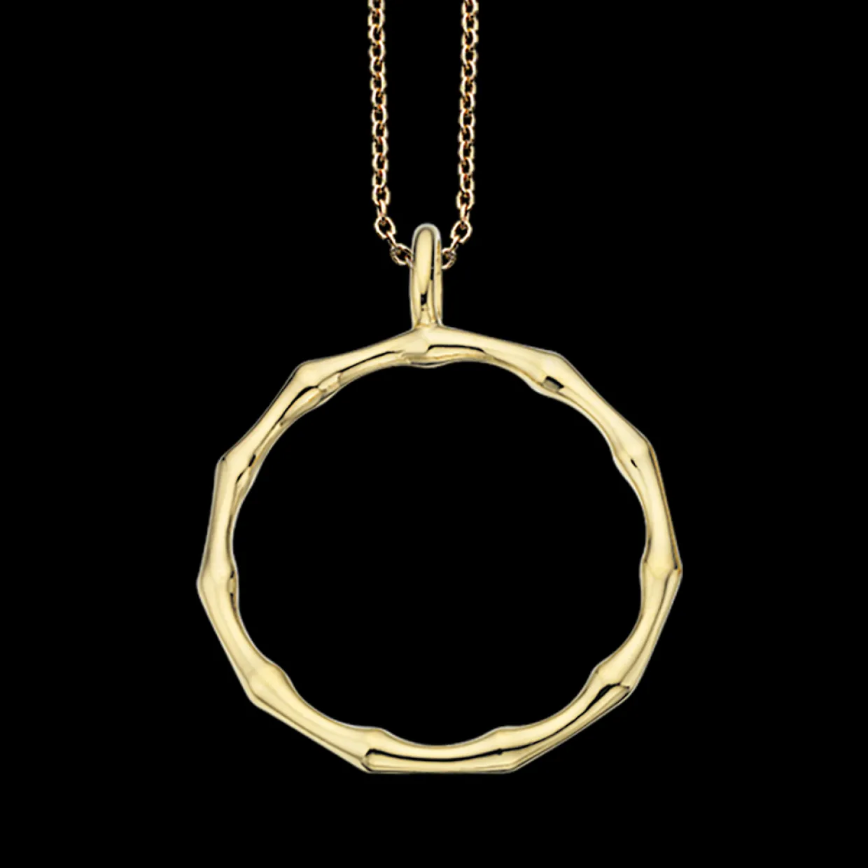 SCROUPLES SØLV FORGYLDT HALSKÆDE CIRKEL BAMBUS - 234842