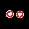 SCROUPLES SØLV ØRERING RØD EMALJE MED HJERTE - 155152