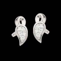 SCROUPLES SØLV ØRERINGE BLAD MED CUBIC ZIRKON - 156352