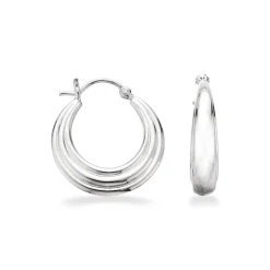 SCROUPLES SØLV ØRERINGE CREOLER MED RILLER - 157272