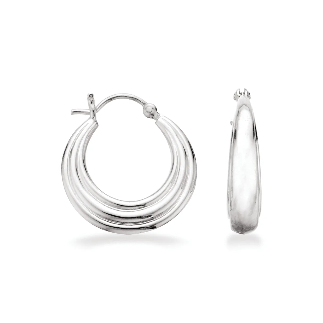 SCROUPLES SØLV ØRERINGE CREOLER MED RILLER - 157272