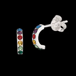 SCROUPLES SØLV ØRERINGE HALV CREOL MED FARVEDE ZIRKONIA - 154472