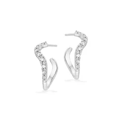 SCROUPLES SØLV ØRERINGE HALV CREOL SNOET MED ZIRKONER - 159452