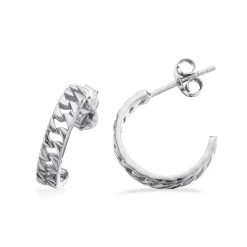 SCROUPLES SØLV ØRERINGE HALV CREOLMED MØNSTER - 155302