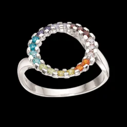SCROUPLES SØLV RING CIRKEL RAINBOW ZIRKON - 726692