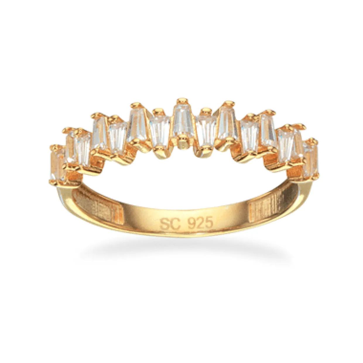 SCROUPLES SOHO FORGYLDT BAGUETTE RING MED ZIRKONIA - 727742