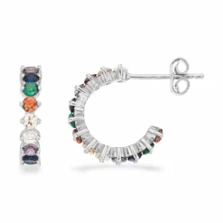 SCROUPLES SOHO SØLV ØRERINGE MED RAINBOW FARVET ZIRKONER - 159902