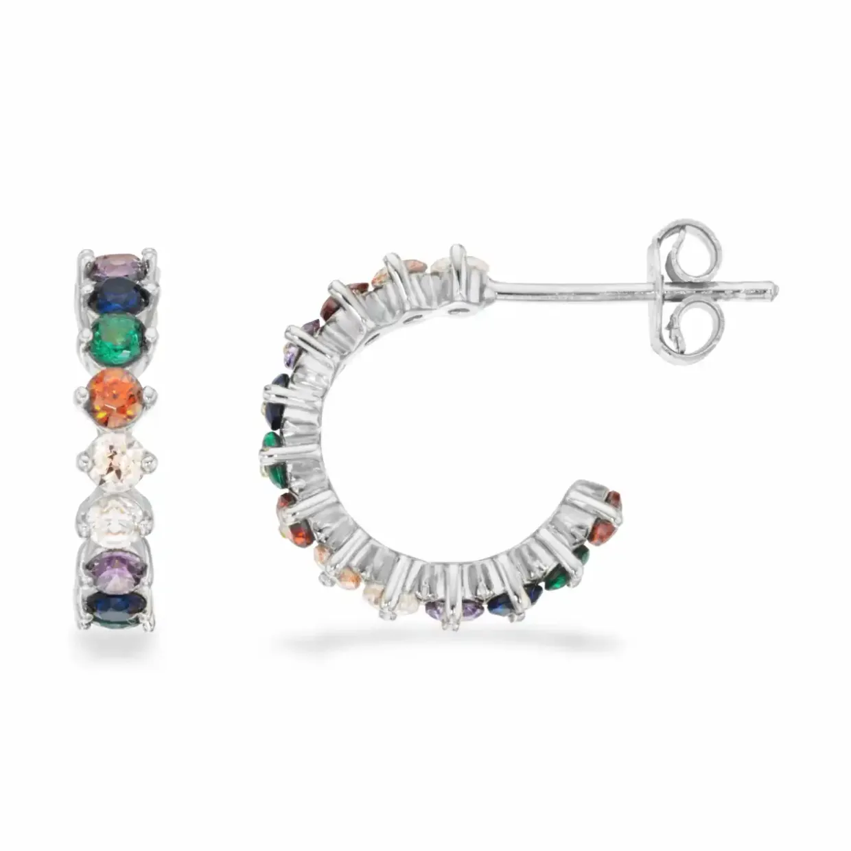 SCROUPLES SOHO SØLV ØRERINGE MED RAINBOW FARVET ZIRKONER - 159902
