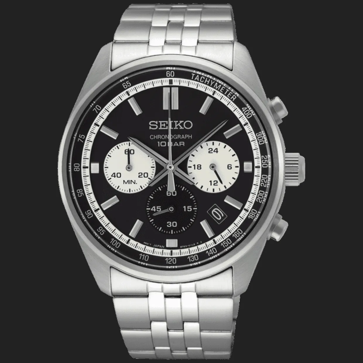SEIKO SORT SKIVE HVID OG CHRONOGRAF - SSB429P1