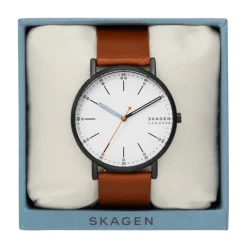 SKAGEN HERRE SIGNATUR UR HERRE MED BRUN LÆDERREM - SKW6374