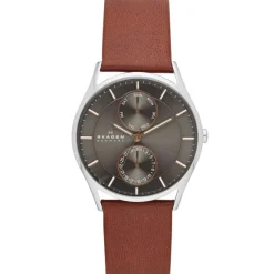 SKAGEN HOLST MULTIFUNKTION STÅL OG ROSA FARVET MED BRUN REM - SKW6086