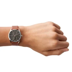 SKAGEN HOLST MULTIFUNKTION STÅL OG ROSA FARVET MED BRUN REM - SKW6086