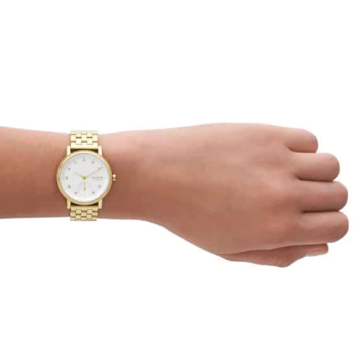 SKAGEN KUPPEL LILLE UR DAME GULDFARVET MED LÆNKE - SKW3102