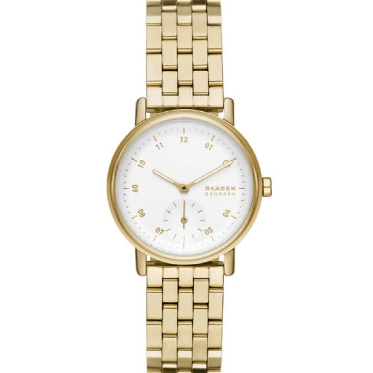 SKAGEN KUPPEL LILLE UR DAME GULDFARVET MED LÆNKE - SKW3102