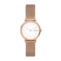 SKAGEN SIGNATUR LILLE DAME UR ROSA MESH LÆNKE MED LYS SKIVE - SKW2694