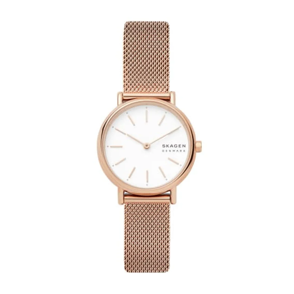 SKAGEN SIGNATUR LILLE DAME UR ROSA MESH LÆNKE MED LYS SKIVE - SKW2694