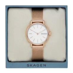 SKAGEN SIGNATUR LILLE DAME UR ROSA MESH LÆNKE MED LYS SKIVE - SKW2694