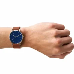 SKAGEN SIGNATUR UR HERRE MED BRUN LÆDERREM - SKW6355