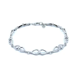 SØLV ARMBÅND MASSIV MED SYNTETISKE ZIRKONIA 19+2 CM