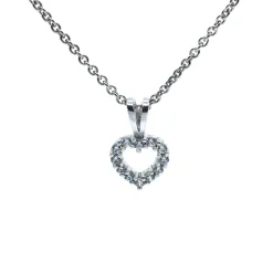 SØLV HALSKÆDE ÅBEN HJERTE MED SYNTETISKE ZIRKONIA