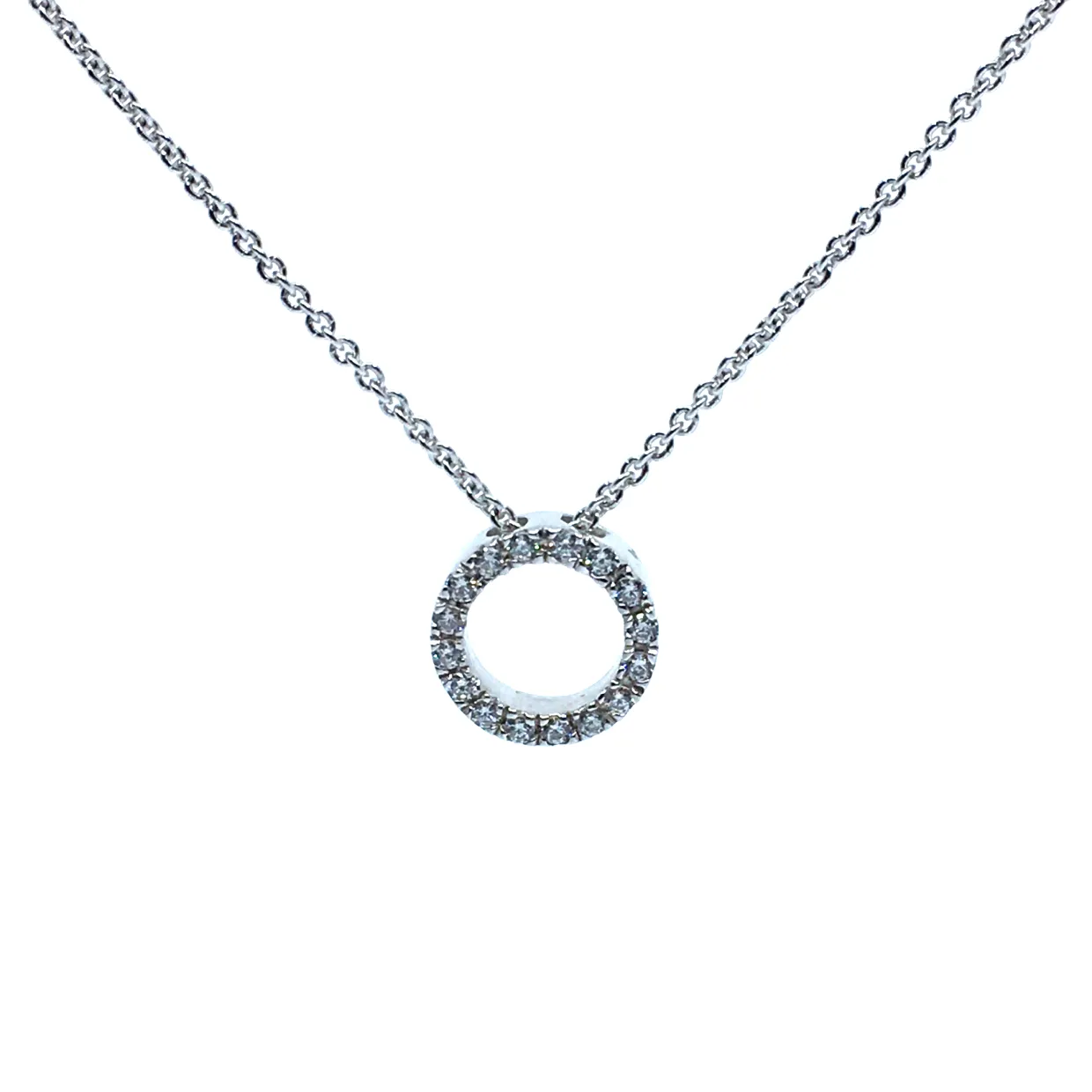 SØLV HALSKÆDE CIRKEL MED SYNTETISKE ZIRKONIA