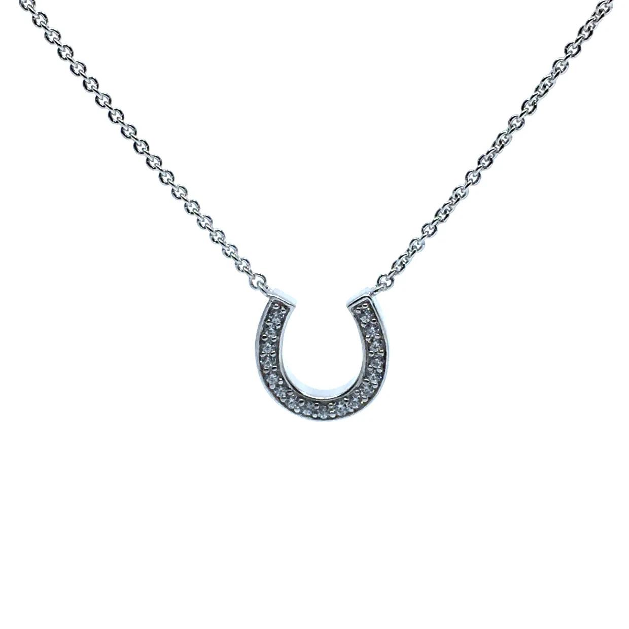 SØLV HALSKÆDE HESTESKO MED SYNTETISKE ZIRKONIA