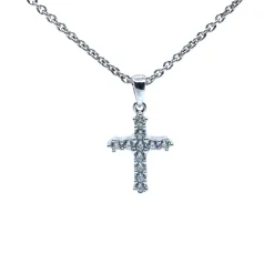 SØLV HALSKÆDE KORS MED SYNTETISKE ZIRKONIA