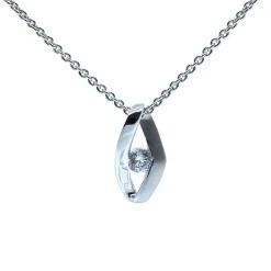 SØLV HALSKÆDE MAT/BLANK MED SYNTETISK ZIRKONIA