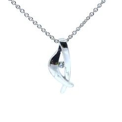 SØLV HALSKÆDE RHODINERET MED SYNTETISK ZIRKONIA