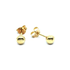 SØLV ØRERINGE STIK FORGYLDT MASSIV KUGLE 5 MM