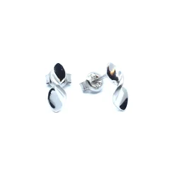 SØLV ØRERINGE STIK RHODINERET SNOET BLANK UDEN STEN